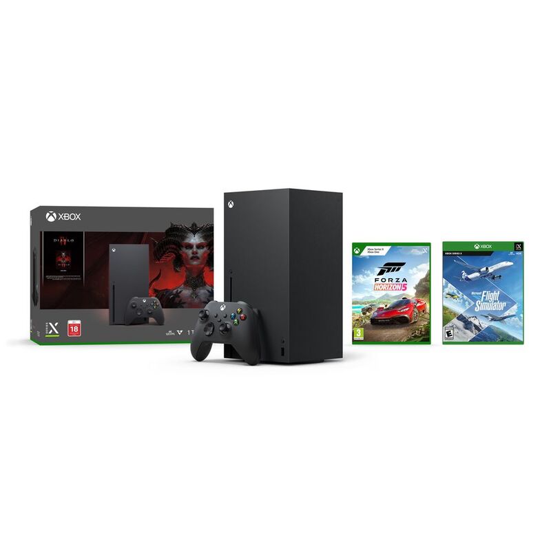 Xbox Series X 1TB Console + Diablo IV + Forza Horizon 5 + MS Flight Simulator (Bundle)