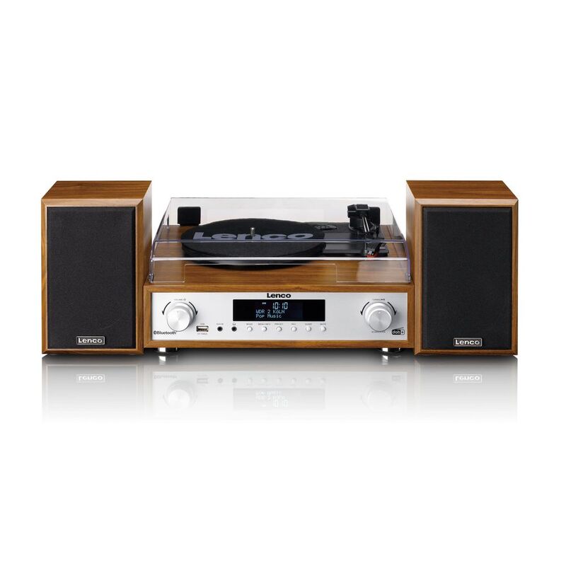 Lenco MC-160WD - Hifi Stereo System - Turntable DAB+ FM Radio With Bluetooth - Wood