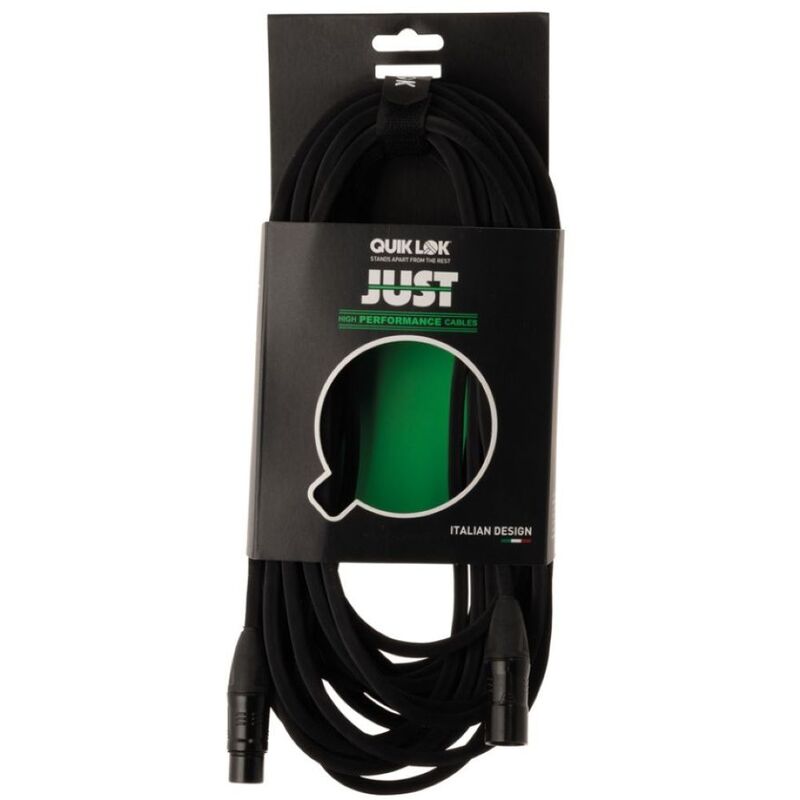 Quik Lok JUST-MF-10 (XLR Female XLR Male) 10m Cable - Black