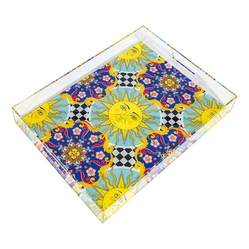 Roomours Sicilia Tray Acrylic Blue & White (40 x 30 cm)