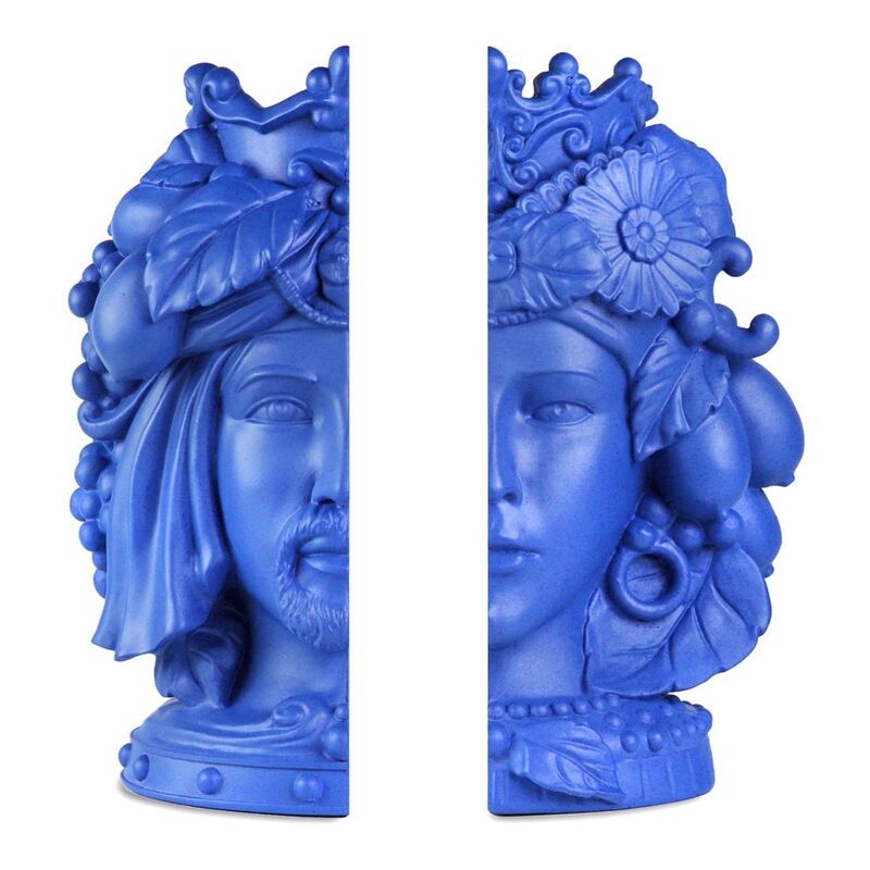 Baci Milano Teste Matte Bookend Set- Blue