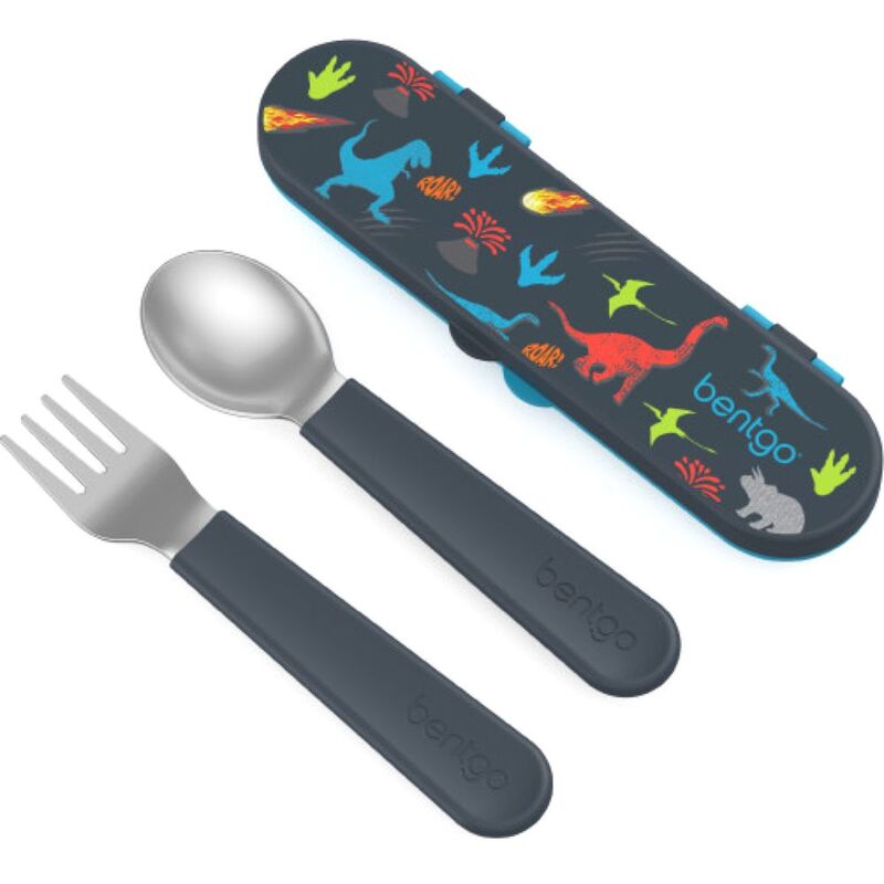 Bentgo Kids Stainless Steel Utensils Set Dino Blue