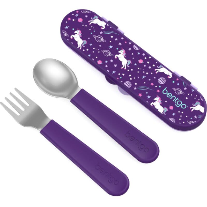 Bentgo Kids Stainless Steel Utensils Set Unicorn Purple Bentgo Kids Stainless Steel Utensils Set Unicorn Purple