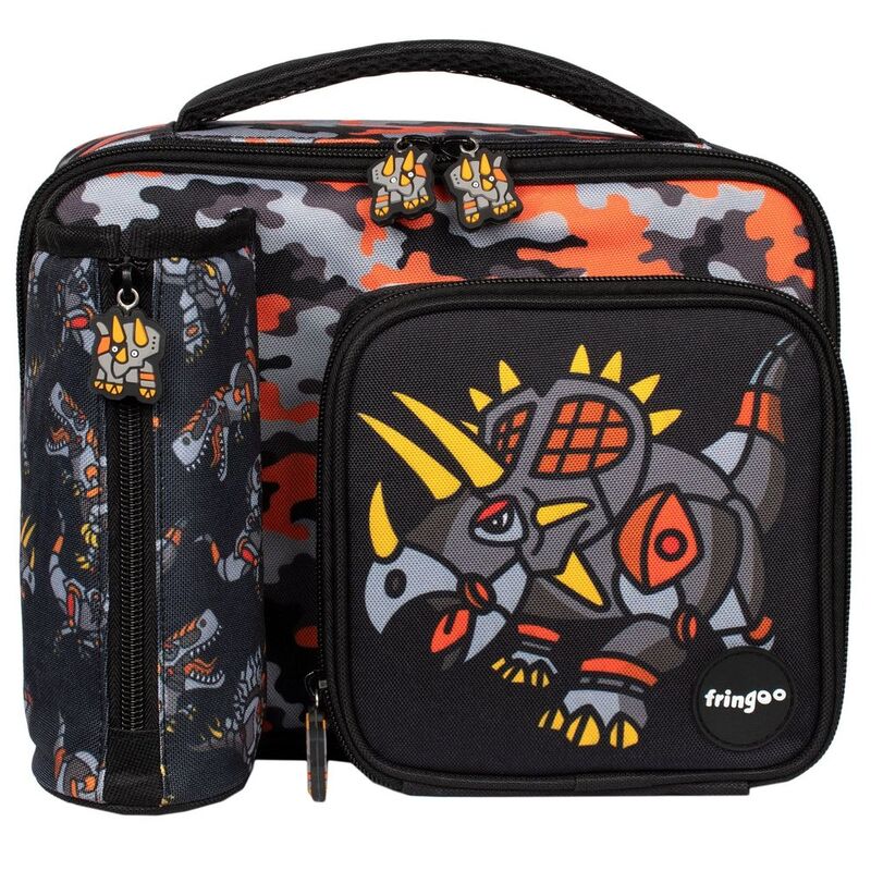 Fringoo Square Fringoo Lunch Bag - Dinosaur Robot Black Fringoo Square Fringoo Lunch Bag - Dinosaur Robot Black