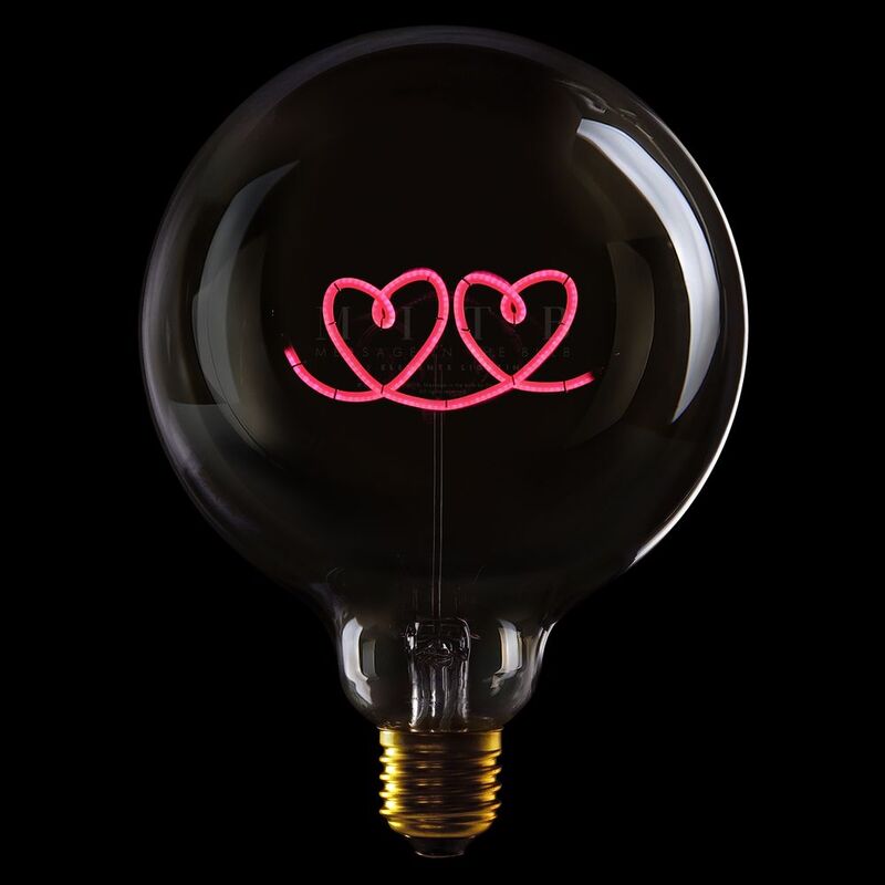 Message In The Bulb - 904050RX Double Heart LED Light Bulb (6 Volt) - Clear Glass - Red Light