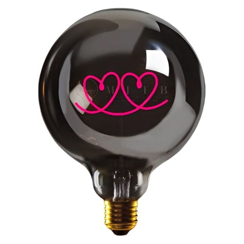 Message in the Bulb 904050FRX Double Heart LED Light Bulb (6 Volt) - Plated Smoke Glass - Red Light