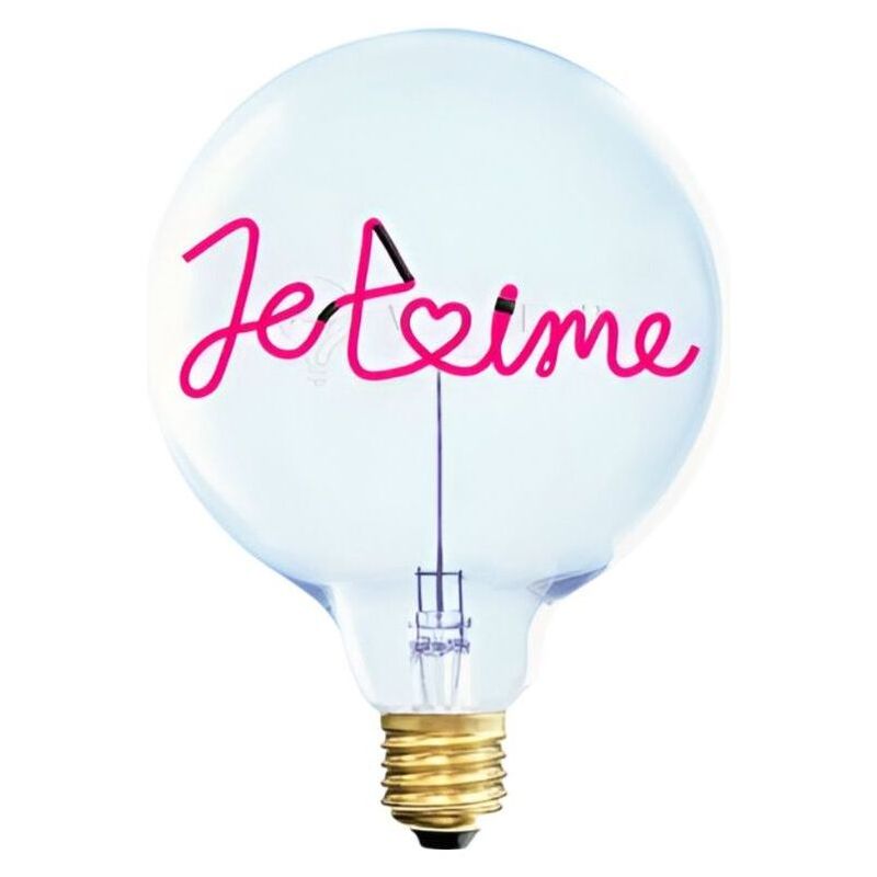 Message in the Bulb 904075RX Je T'aime LED Light Bulb (6 Volt) - Clear Glass - Red Light