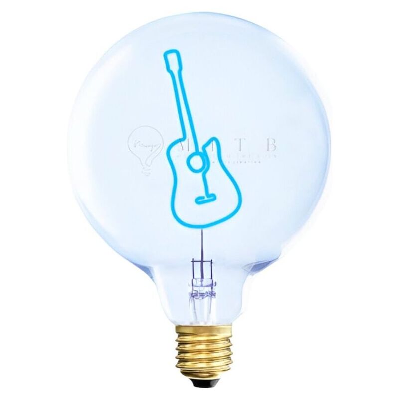 Message in the Bulb 904035B Guitar LED Light Bulb (6 Volt) - Clear Glass - Blue Light