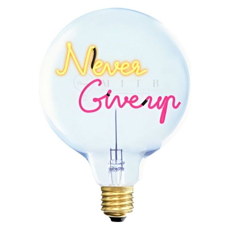 Message in the Bulb 904116Arx Never Give Up LED Light Bulb (6 Volt) - Clear Glass - Amber & Red Light