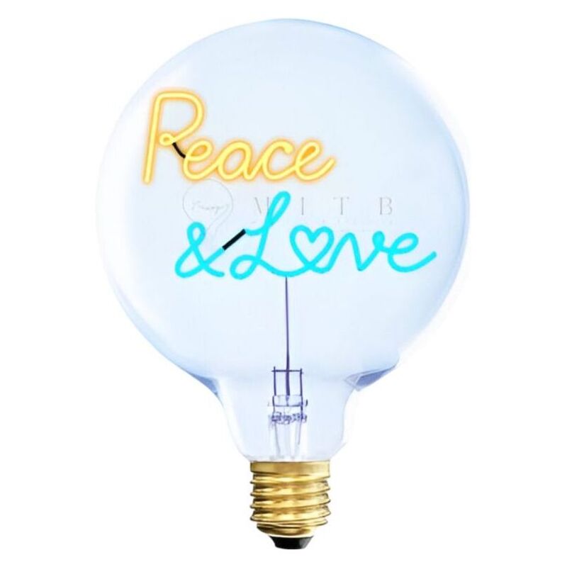 Message In The Bulb - 904179Ab Peace & Love LED Light Bulb (6 Volt) - Clear Glass - Blue & Yellow Light