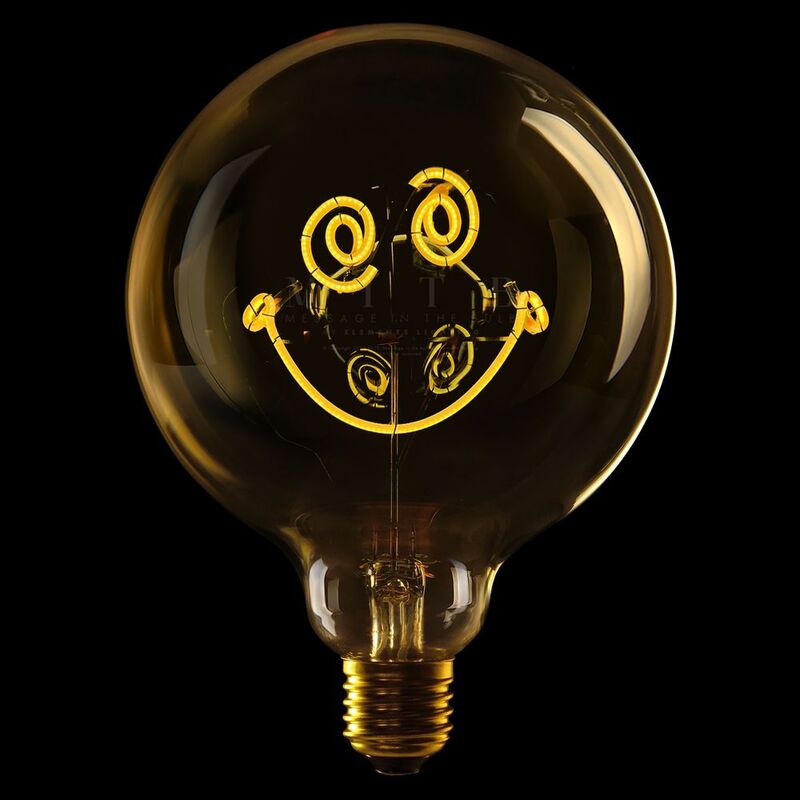 Message In The Bulb - 904187X Smileyworld Confused LED Light Bulb (6 Volt) - Amber Glass - 2200K Light