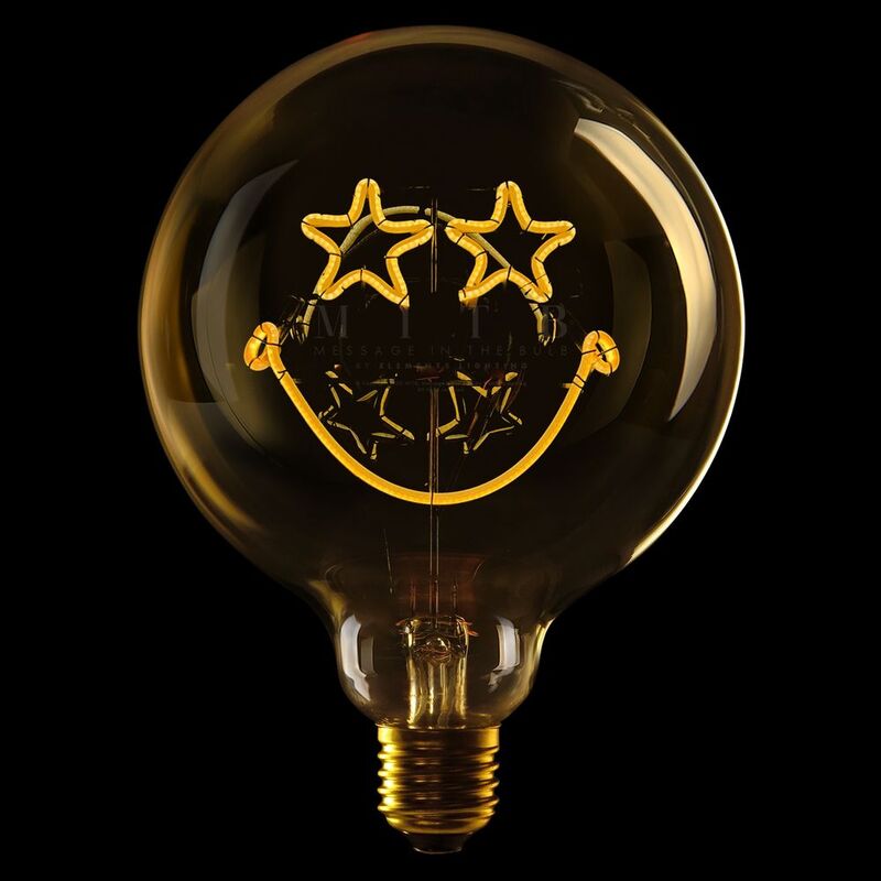 Message In The Bulb - 904189X Smileyworld Starry LED Light Bulb (6 Volt) - Amber Glass - 2200K Light