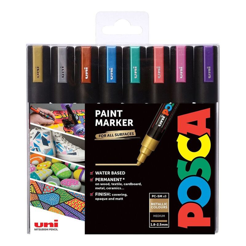 Uni-Ball Posca PC-5M Metallic Colors Markers (Set of 8)