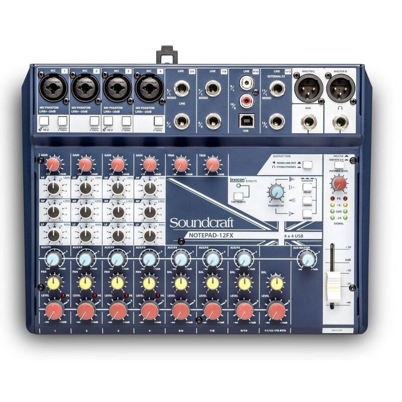 Soundcraft Notepad-12FX Notepad 12 Channel Desktop Mixer with USB And Lexicon Effects