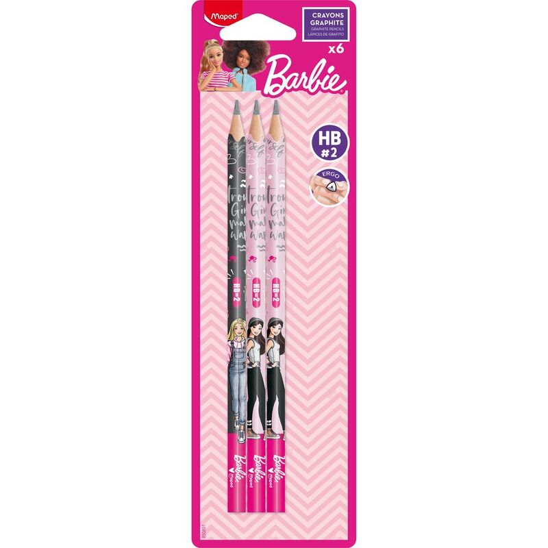 Maped Blackpeps Barbie HB Pencil+Er Bls (Set of 6)