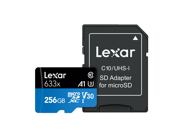 Lexar 256GB Lexar High-Performance 633X MicroSDXC UHS-I With SD Adapter/ Up To 100MB/S Read 45MB/S Write C10 A1 V30 U3