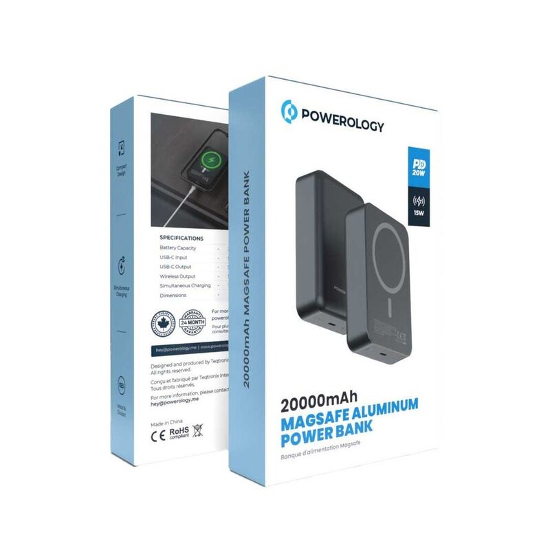 Powerology 20000Mah Magsafe Aluminum Powerbank - Dark Grey