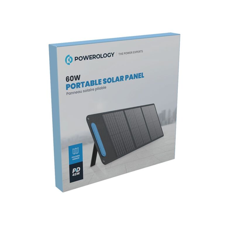 Powerology 60W Portable Solar Panel - Black