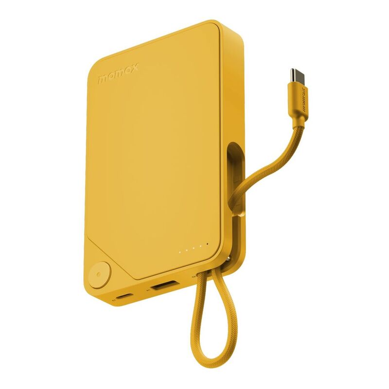 Momax 1-Power X 10000mAh Power Bank With Built-In USB-C Cable - Yellow