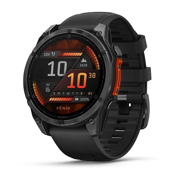 Garmin Fenix 8 47mm AMOLED Slate Gray Smartwatch - Black Silicone Band