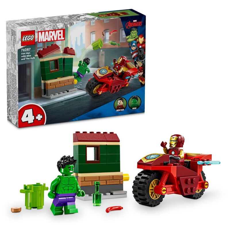 LEGO Marvel Iron Man with Bike and The Hulk Playset 76287 (68 pieces)