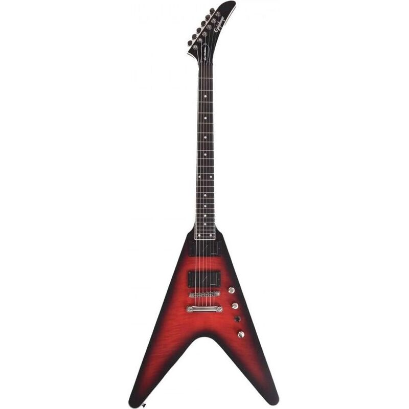 Epiphone EIGYVFDMDRBH3 Dave Mustaine Prophecy Flying V Figured Electric Guitar - Aged Dark Red Burst