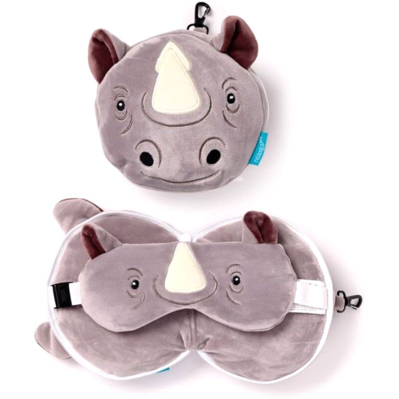 Puckator Relaxeazzz Rhino Plush Travel Pillow & Eye Mask