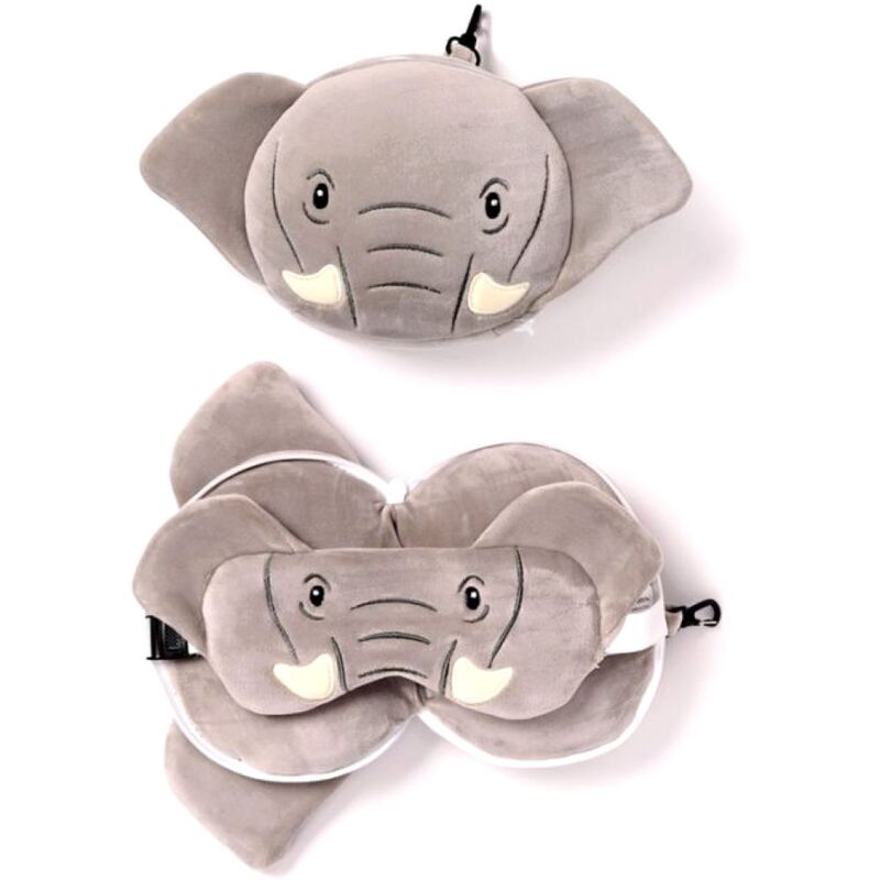 Puckator Relaxeazzz Elephant Plush Travel Pillow & Eye Mask