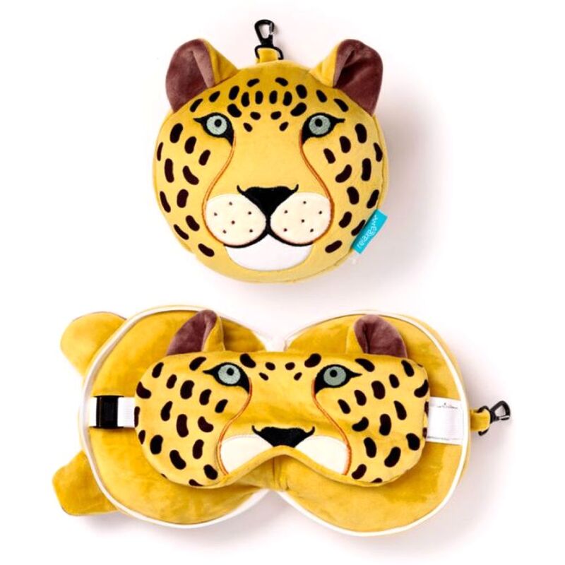 Puckator Relaxeazzz Leopard Plush Travel Pillow & Eye Mask