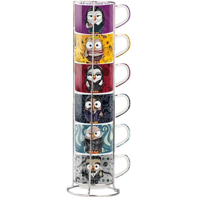 Egan Mgm Mug Espresso Cups The Addams Family + Metalrack (Set Of 6)