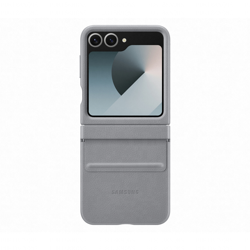 Samsung Flip6 Flap Vegan Leather Case - Gray