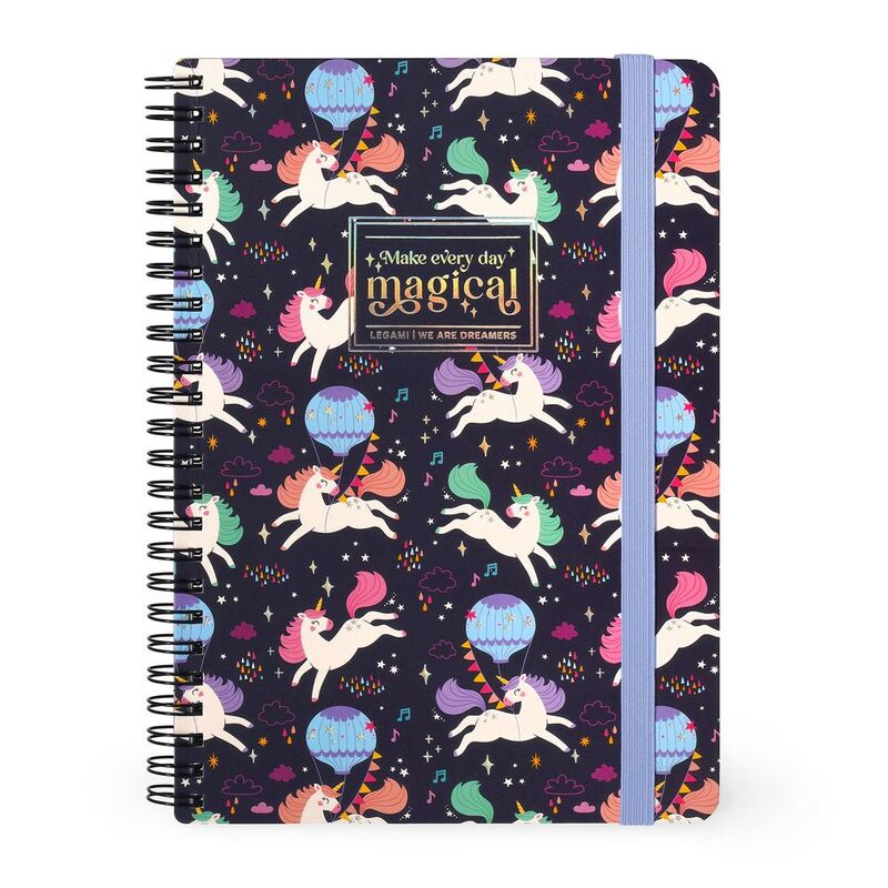 Legami Lined Spiral-Bound Notebook - Large - Unicorn (15 x 21 cm)