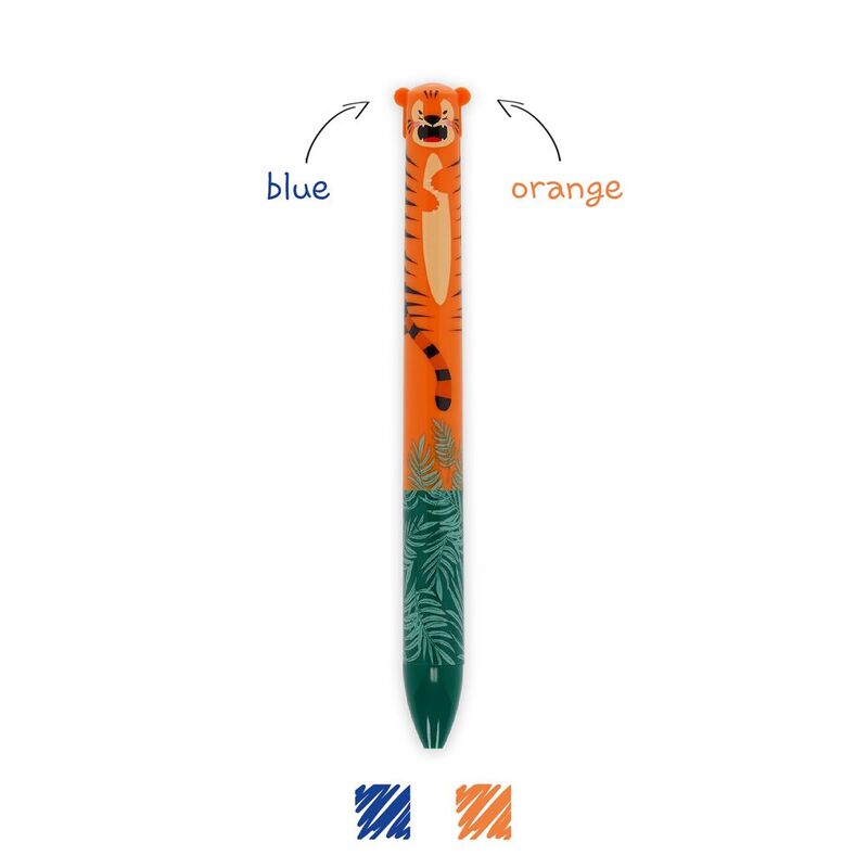 Legami Two-Colour Ballpoint Pen - Click & Clack - Tiger