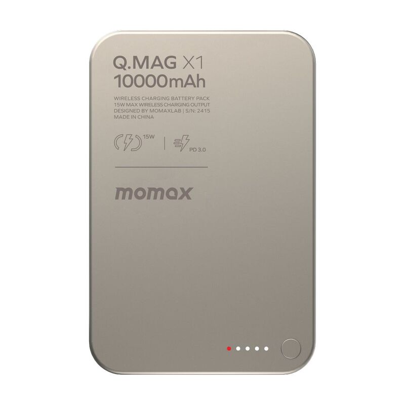 Momax Q.Mag X1 Gen2 10000mAh 15W Magsafe Wireless Powerbank - Titanium Momax Q.Mag X1 Gen2 10000mAh 15W Magsafe Wireless Powerbank - Titanium