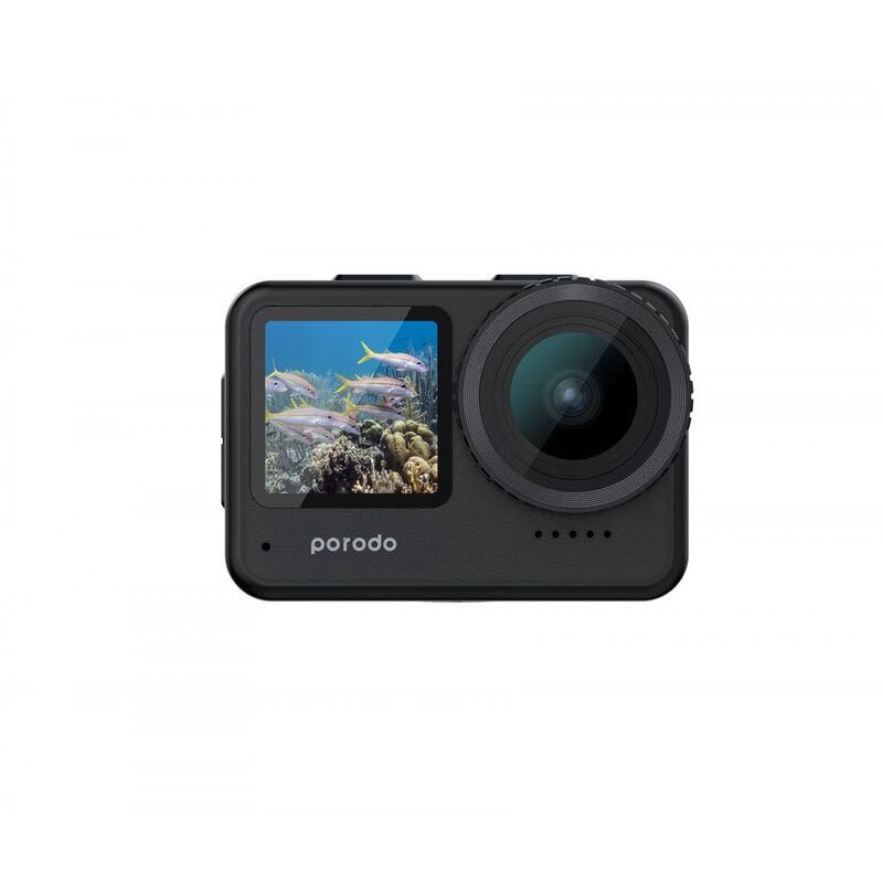 Porodo Lifestyle Fully Waterproof UHD Action Camera Dual Display With Video Stabilisation -Black