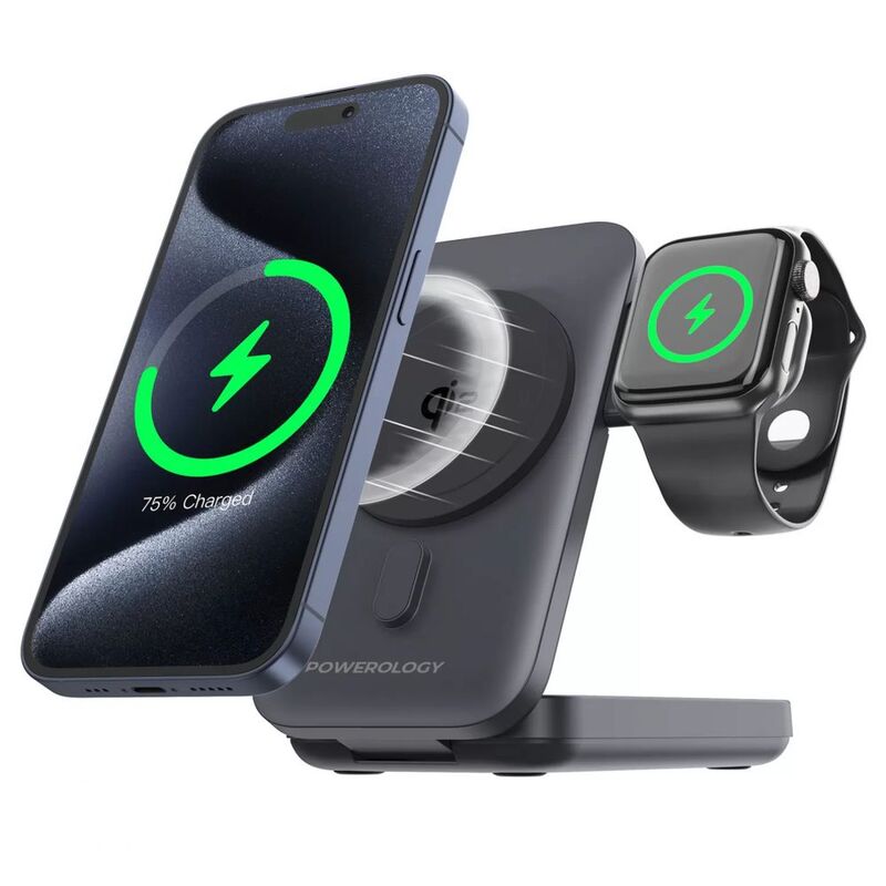 Powerology 3 In 1 Magsafe Power Bank 10000mAh - Black