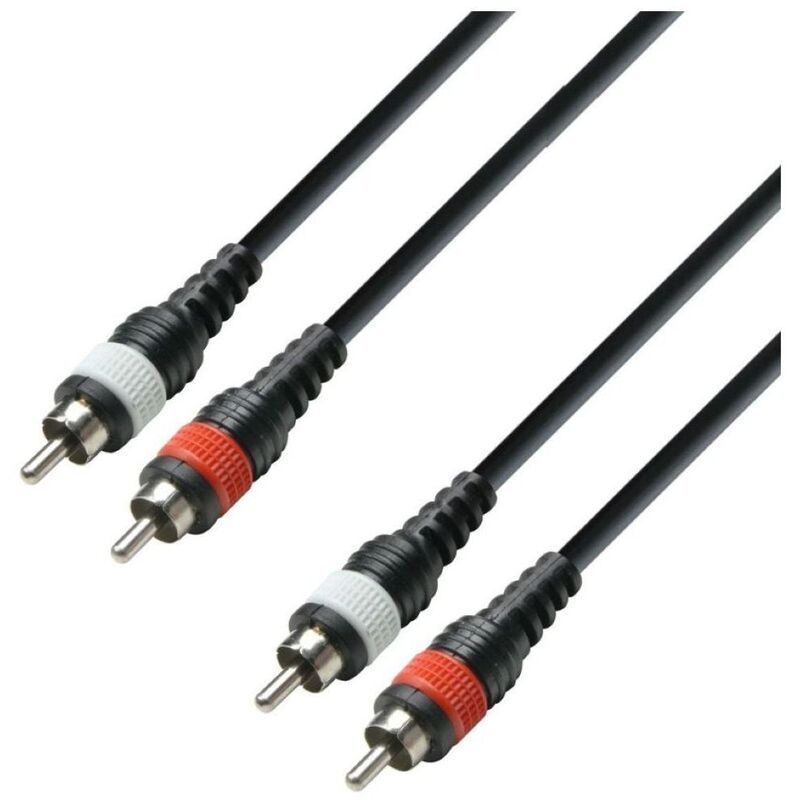 Adam Hall K3TCC0100M 3 Star 1M 2 RCA X 2 RCA Twin Cable - Black