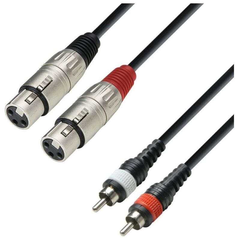 Adam Hall K3TFC0300 3 Star 3M 2XLR Female X 2RCA Twin Cable - Black