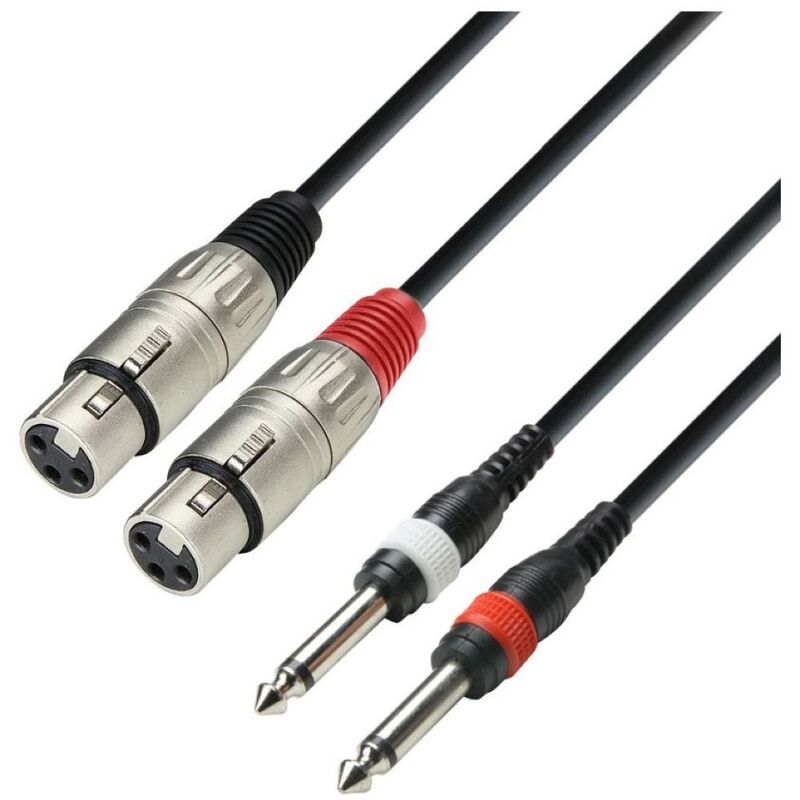 Adam Hall K3TFP0300 3 Star 3M 2 XLR Female X 2 Jack TS Twin Cable - Black