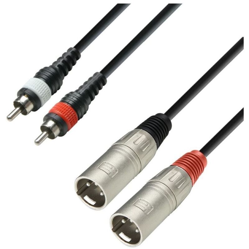 Adam Hall K3TMC0300 3 Star 3M 2 XLR Male X 2 RCA Twin Cable - Black