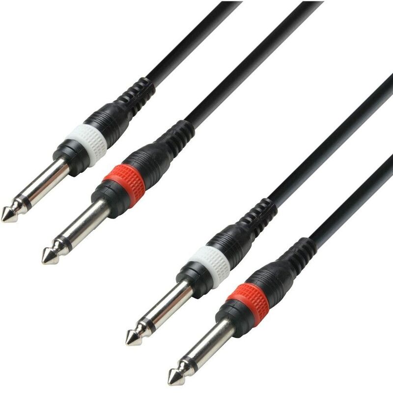 Adam Hall K3TPP0300 3 Star 3M 2 Jack TS X 2 Jack TS Twin Cable - Black