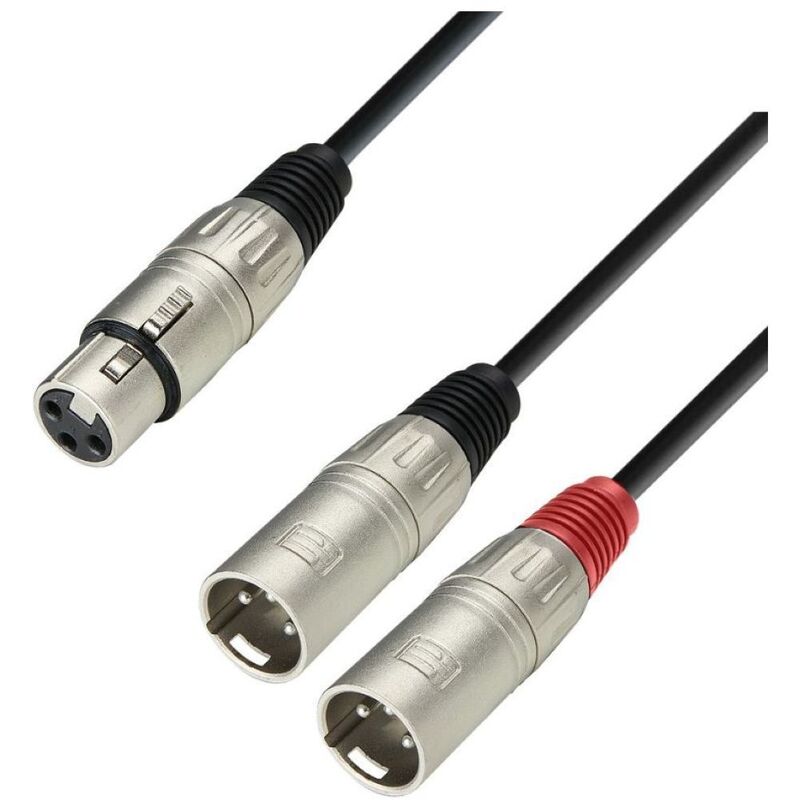 Adam Hall K3YFMM0100 3 Star 1M 2 XLR Male X XLR Female Y-Cable - Black