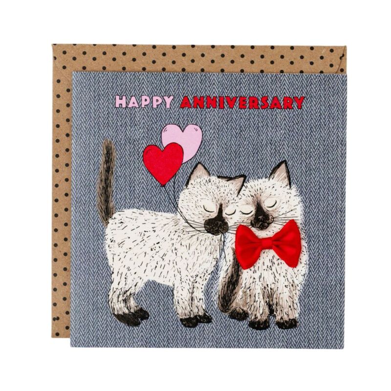 Apple & Clover Happy Anniversary Cats Greeting Card (15.5 X 15.5 cm)