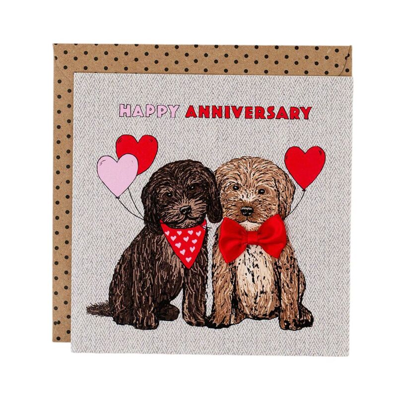 Apple & Clover Happy Anniversary Pugs Greeting Card (15.5 X 15.5 cm)