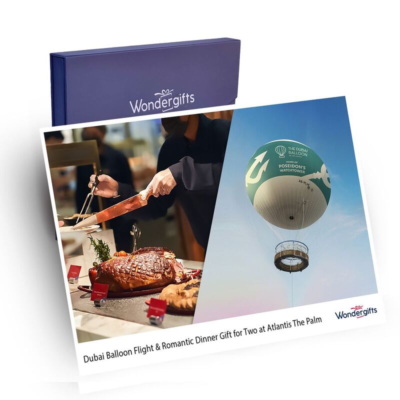 Wondergifts Dubai Balloon Flight & Romantic Dinner Experience for Two At Atlantis the Palm Gift Box