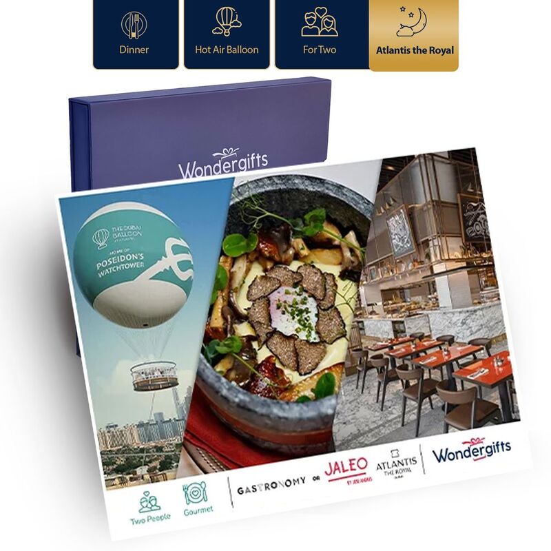 Wondergifts Dubai Balloon Flight & Romantic Dinner Experience For Two At Atlantis the Royal - Gift Box