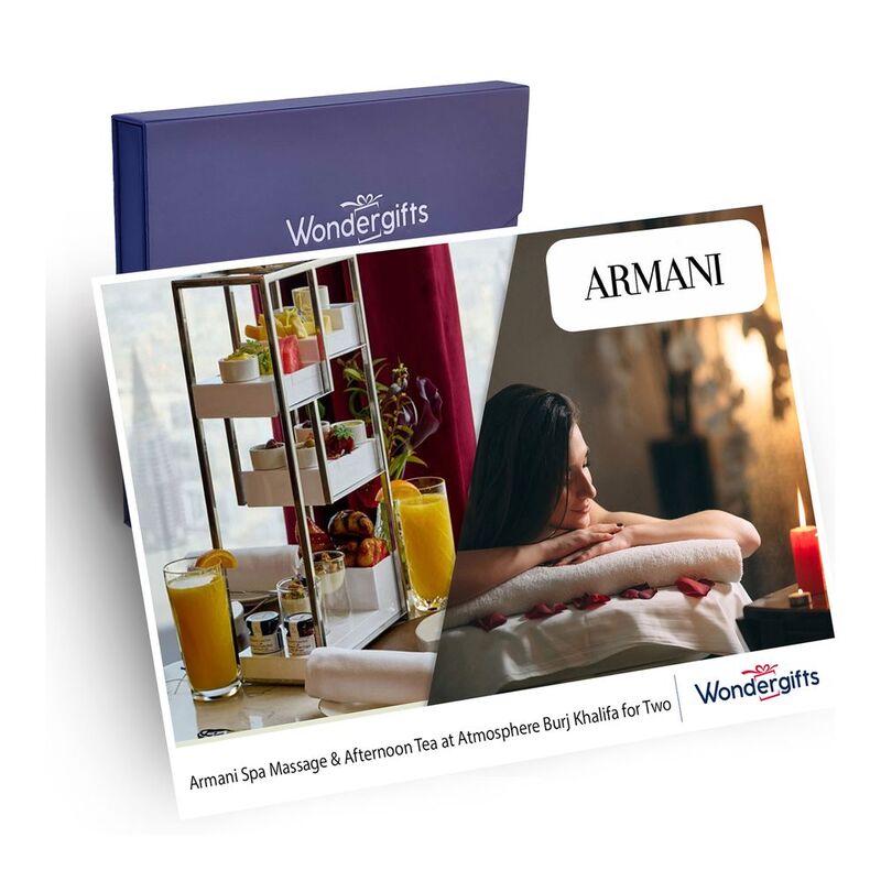 Wondergifts Armani Spa Massage & Afternoon Tea Experience for Two At Atmosphere Burj Khalifa - Gift Box Wondergifts Armani Spa Massage & Afternoon Tea Experience for Two At Atmosphere Burj Khalifa - Gift Box