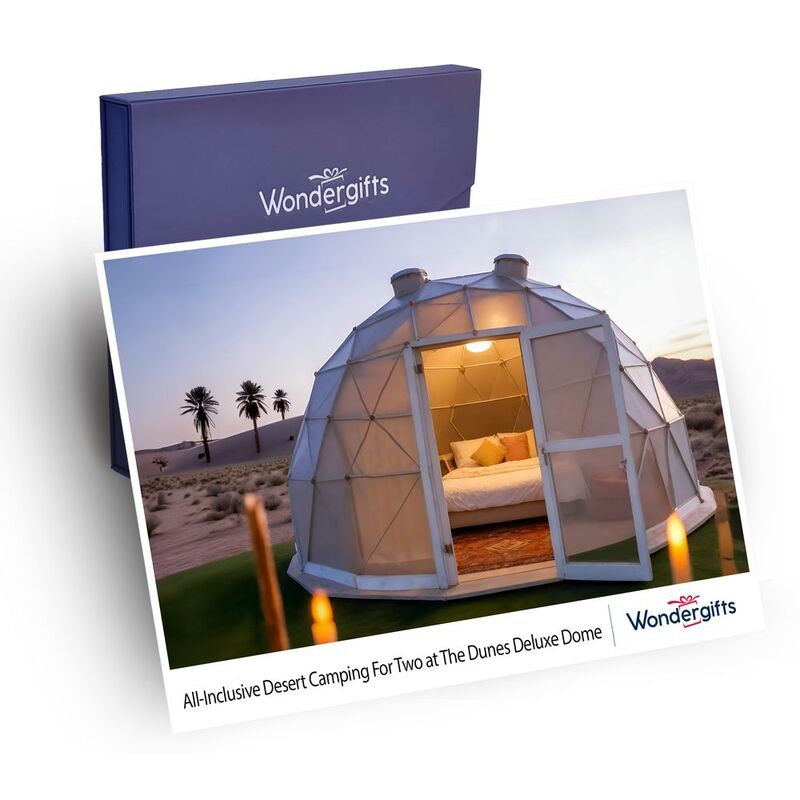 Wondergifts Desert Camping for Two At the Dunes Deluxe Dome - All-Inclusive Premium Gift Box Wondergifts Desert Camping for Two At the Dunes Deluxe Dome - All-Inclusive Premium Gift Box