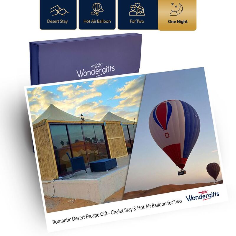 Wondergifts Romantic Desert Escape Experience - Chalet Stay & Hot Air Balloon For Two - Gift Box