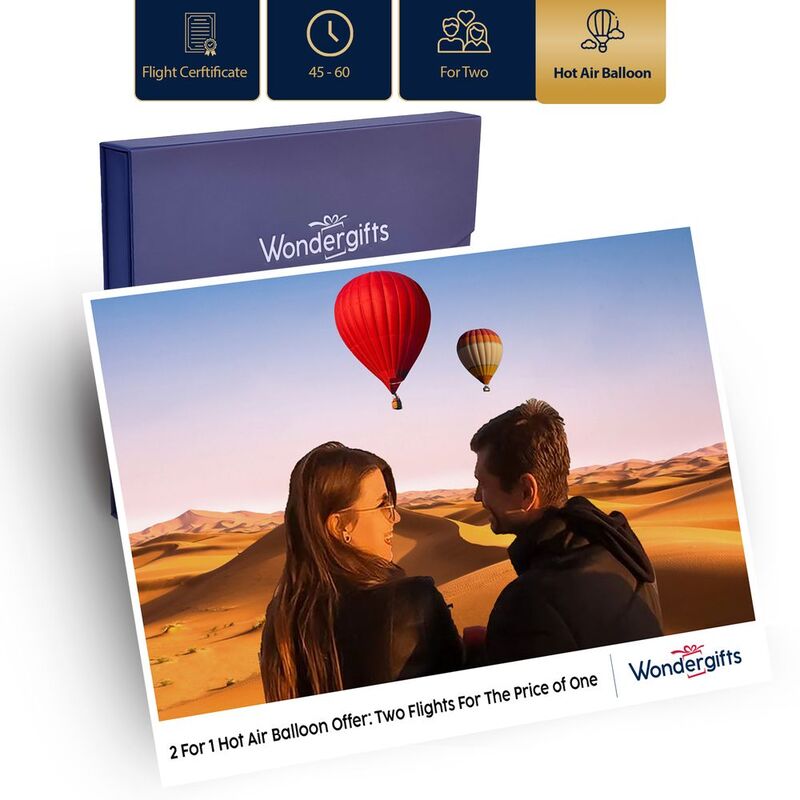 Wondergifts Two For One Hot Air Balloon Flight Experience Over the Desert With Refreshments - Gift Box